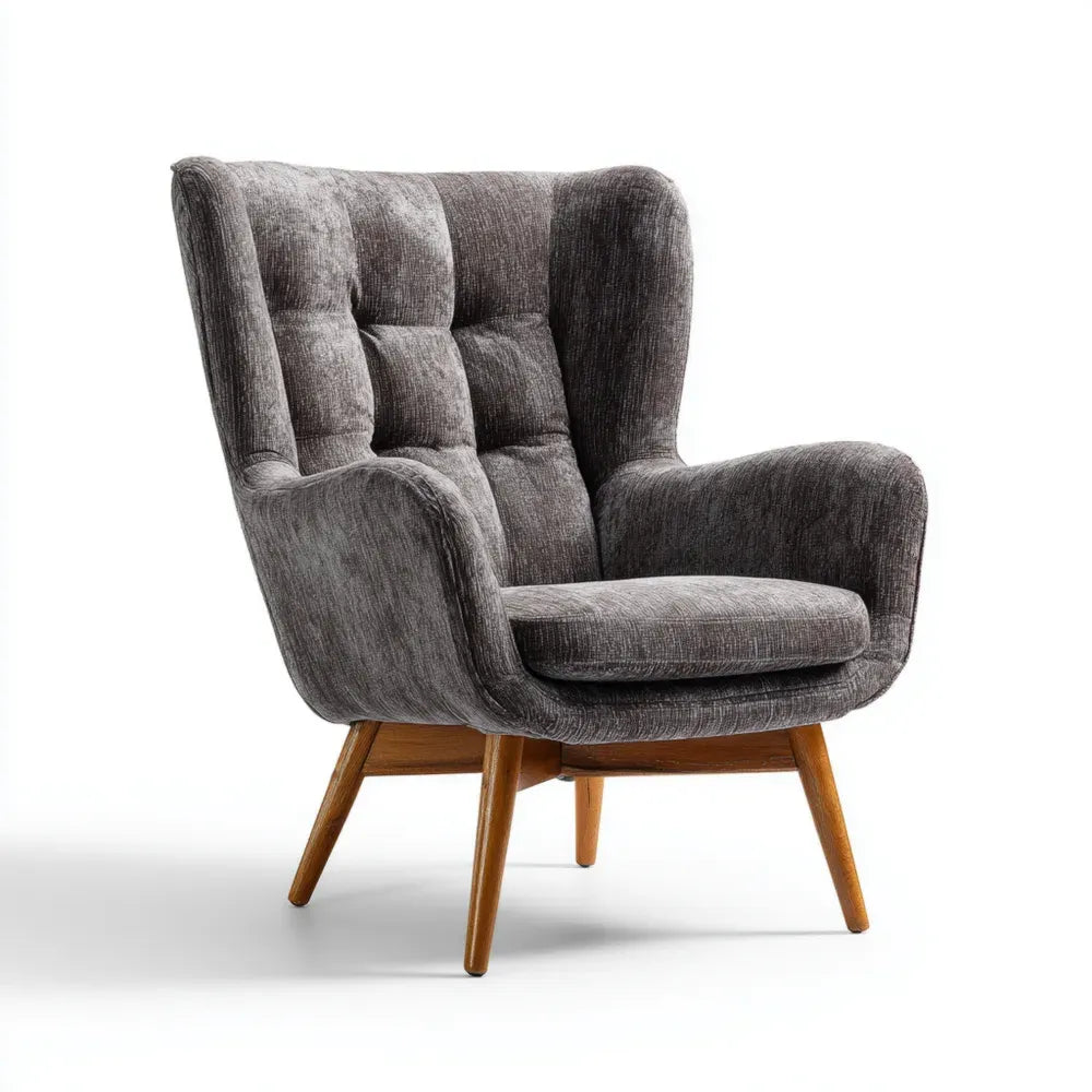 Armchair Upholstered Soft Padding 95x80x100 cm - Dark Gray - Mid-Century Modern
