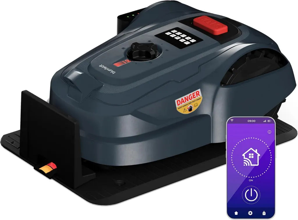 Cortacésped Robot Blumfeldt 1000m² con App, Batería Li-Ion, Autocarga, Silencioso y Sensores Inteligentes