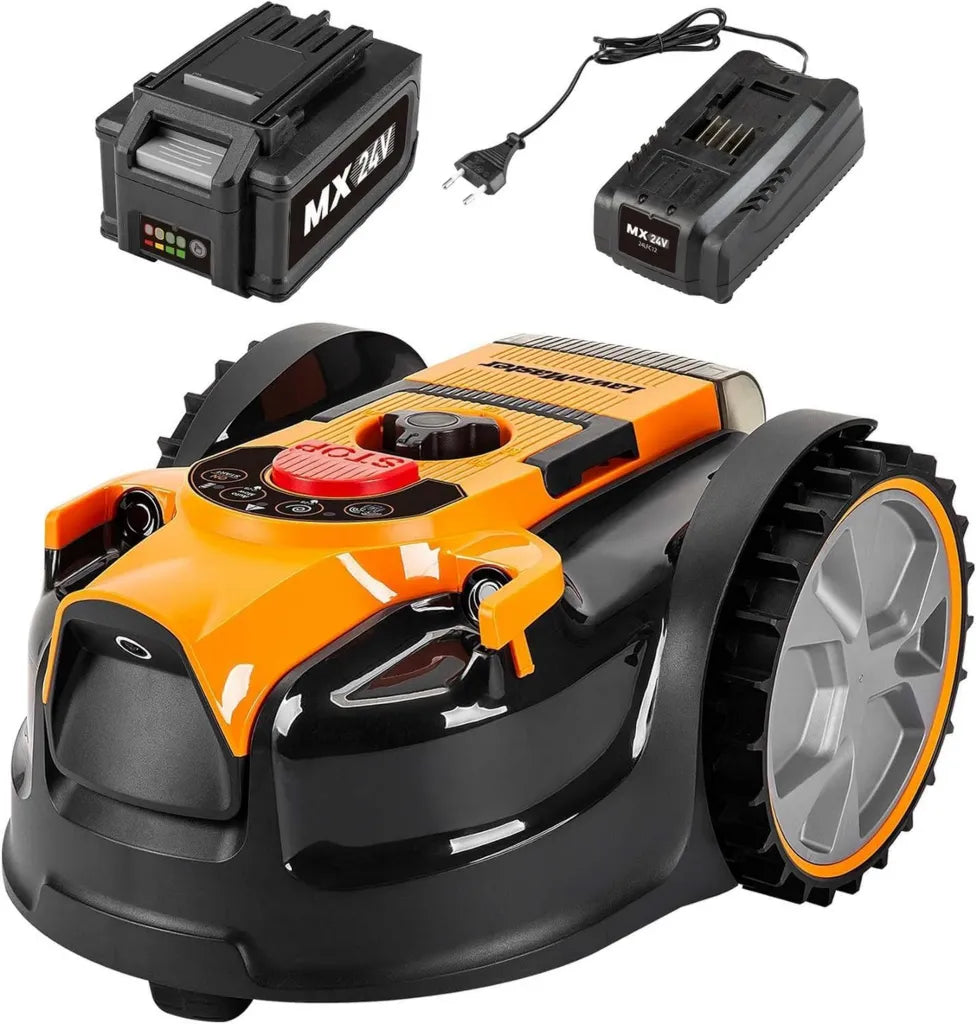 Robot cortacésped eléctrico LawnMaster VBRM16, corte 20-60 mm, inclinación 35%, batería de iones de litio 24V 4.0Ah