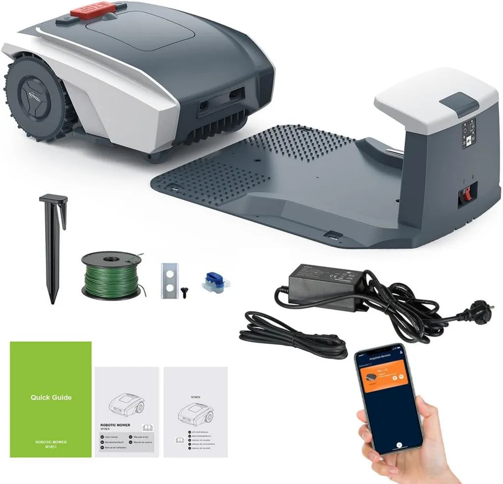 Robot cortacésped inteligente con GPS y estación de carga para jardines de hasta 1500 m²