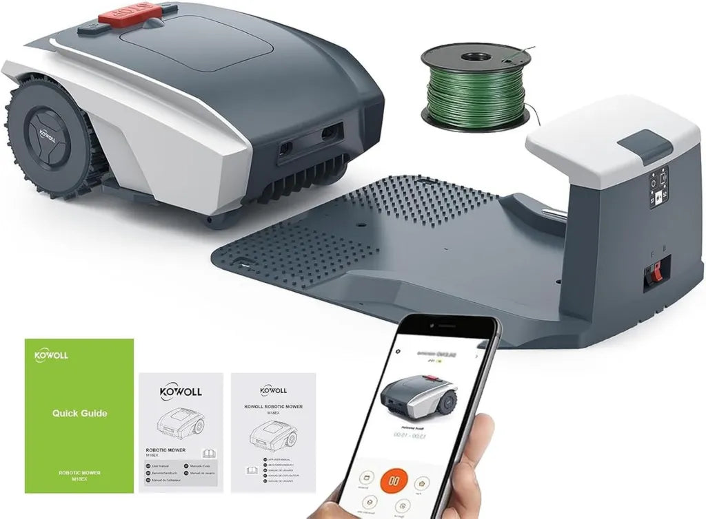 Robot cortacésped automático con control Bluetooth y GPS para jardines grandes
