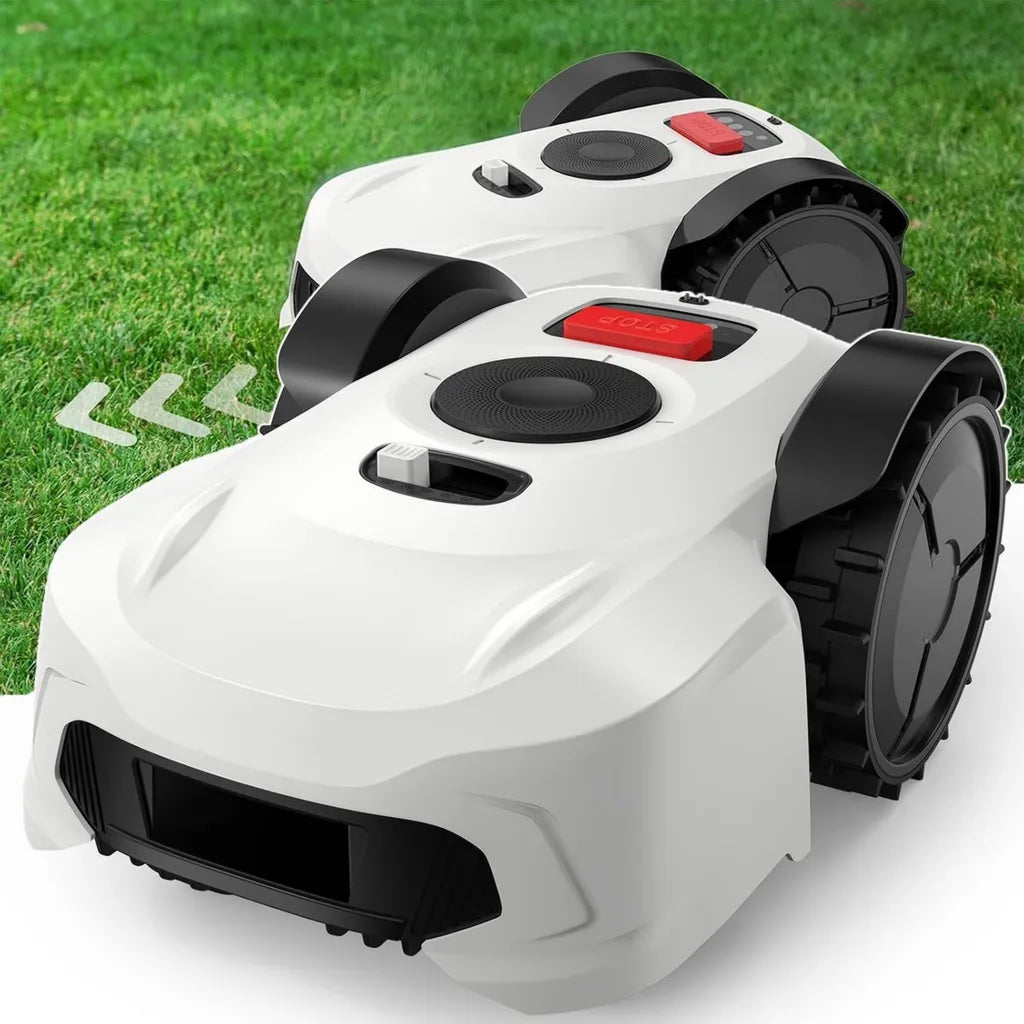 Robot cortacésped inteligente con sensor de lluvia y control por app, cubre hasta 0.25 acres, apto para pendientes
