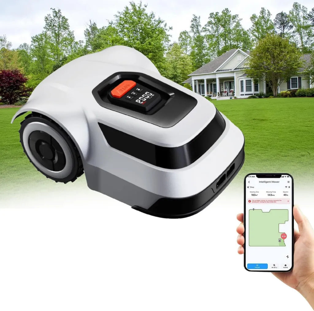 Cortacésped Robótico Inteligente con Control App, Pendiente 45%, Mapeo y Recarga Automática, IPX6, Ideal para Jardines