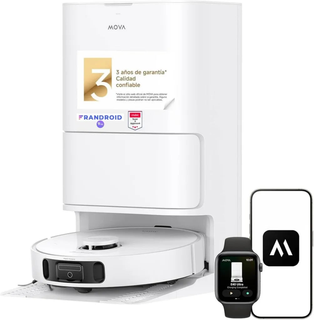 Aspirador Robot Mova E40 Ultra 19000 Pa con MaxiReach y Cepillo Antienredos