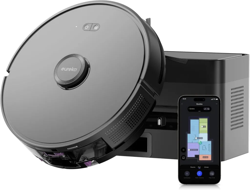 Eureka E6 Plus, Robot Aspirador y Fregasuelos con Succión de 5000Pa y Base de Vaciado Automático de 2.5L