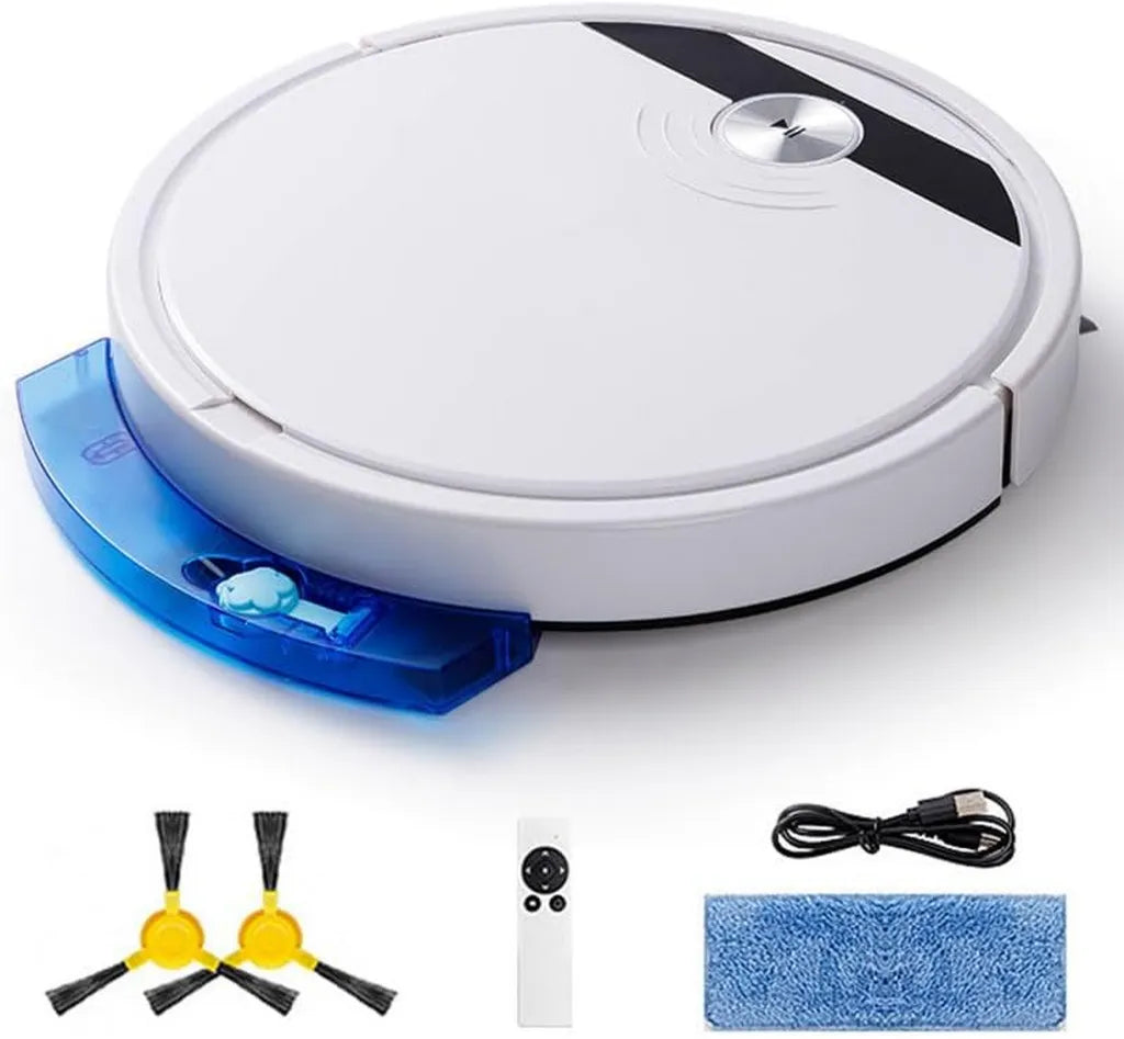 Aspiradora Robot 3 en 1, Succión Potente 1800Pa, Diseño Delgado, Tecnología Anti-Caída, Ideal para Mascotas y Alfombras, Control Remoto Incluido