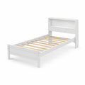 Cama individual de madera con almacenamiento en cabecero