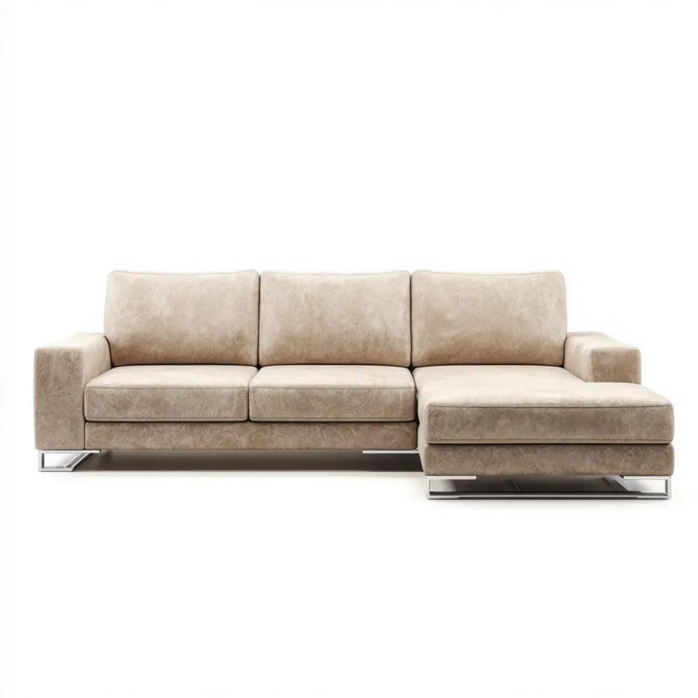 Sectional Sofa 280x160x85 cm Fabric Upholstery - Beige - Modern Design