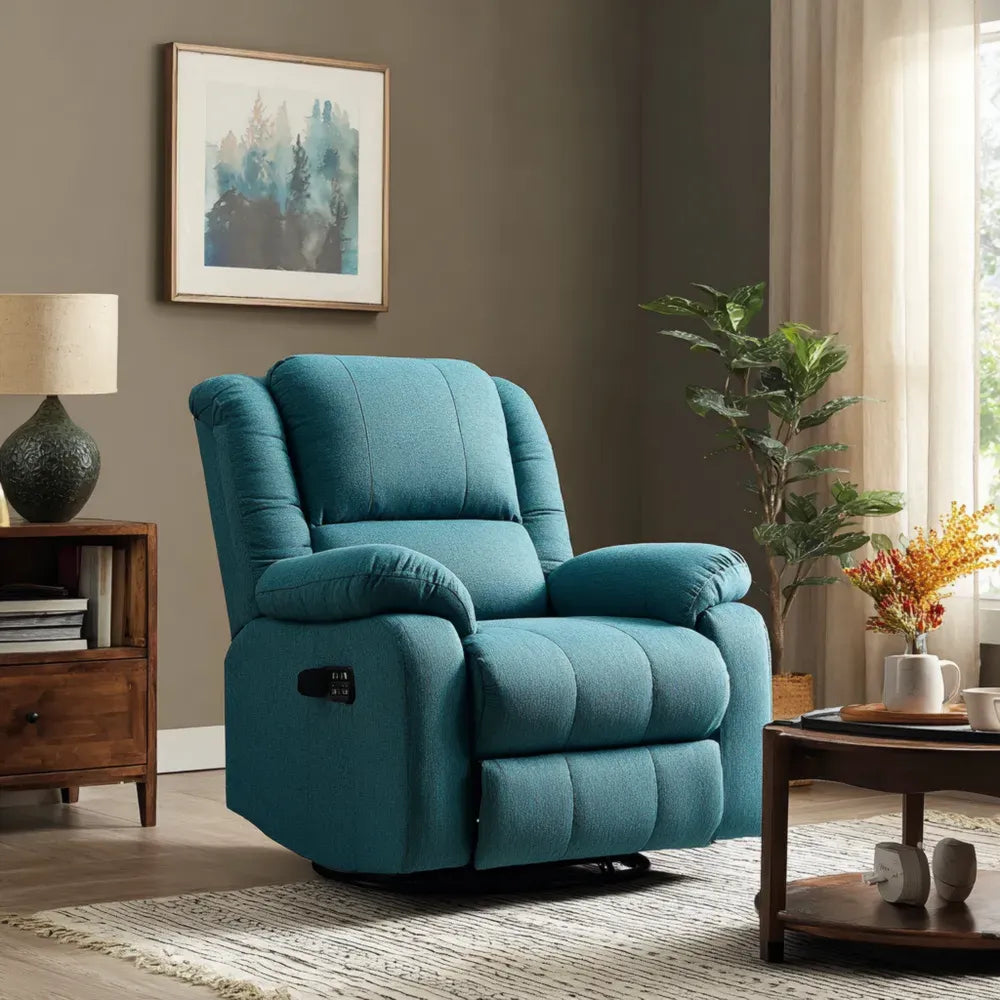 Recliner Chair Fabric Upholstery 102x90x97 cm - Teal - Modern Design