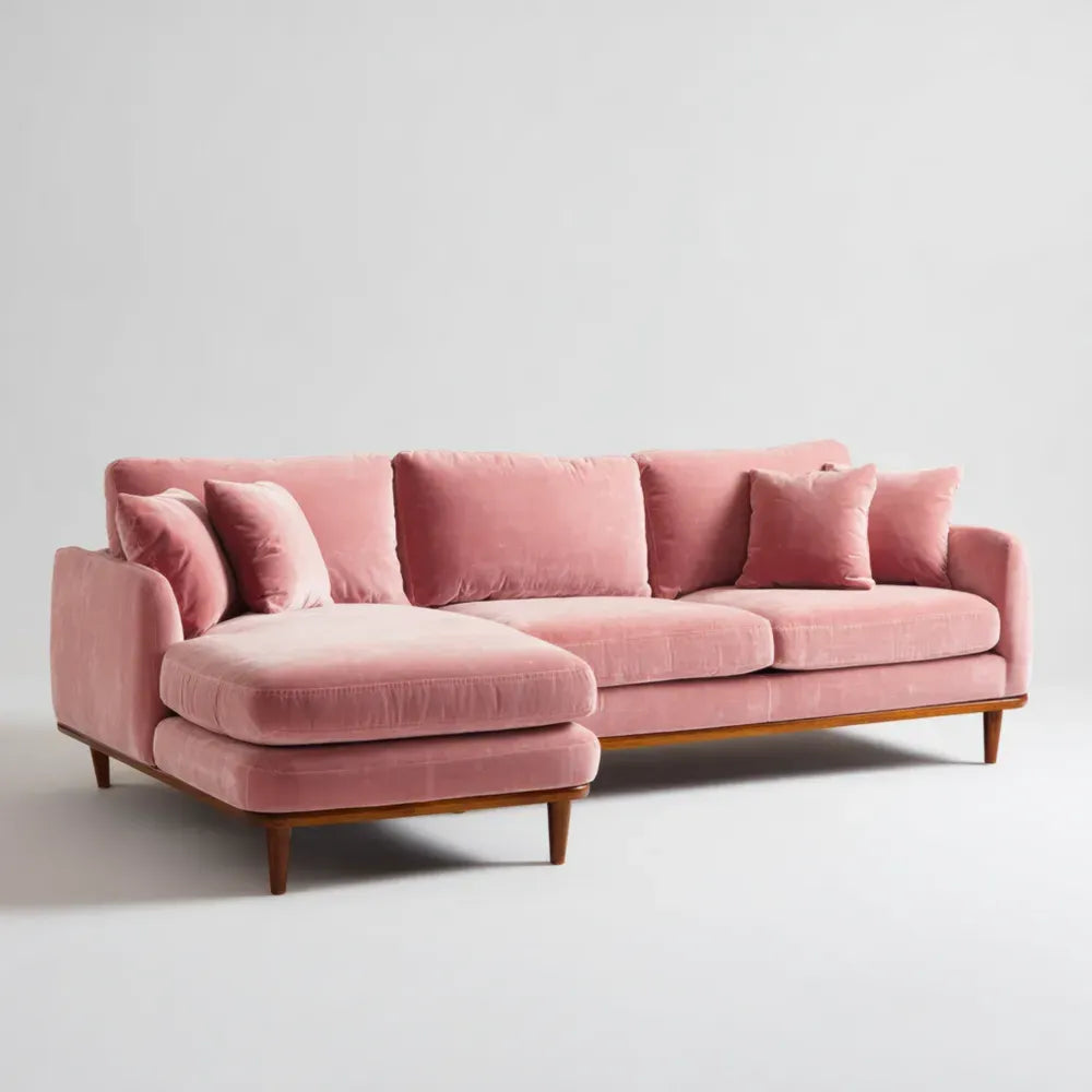 Modern Velvet Sofa Set 200x90x85 cm - Pink