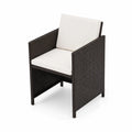 Sedia in Rattan Sintetico con Cuscini in Poliestere Marrone Scuro e Crema