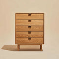 Chest of Drawers 80x50x110 cm - Oak Wood 5-Drawer - Natural Finish - Contemporary Design