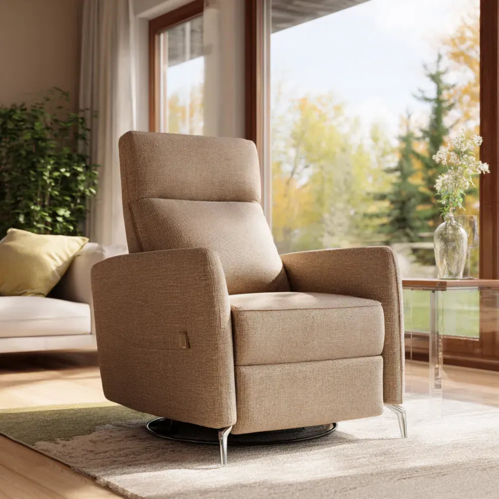 Recliner Chair 95x90x105 cm Fabric Upholstery Beige Modern Design