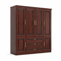 Armario de Madera de Pino con 4 Puertas y 3 Cajones Marrón 200x160x50cm