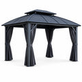 Pérgola de Aluminio con Techo de Acero Galvanizado y Cortinas de Poliéster