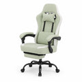 Silla de oficina ergonómica reclinable de tela, Verde/Blanco