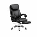 Silla de oficina con cuero sintético negro y base cromada