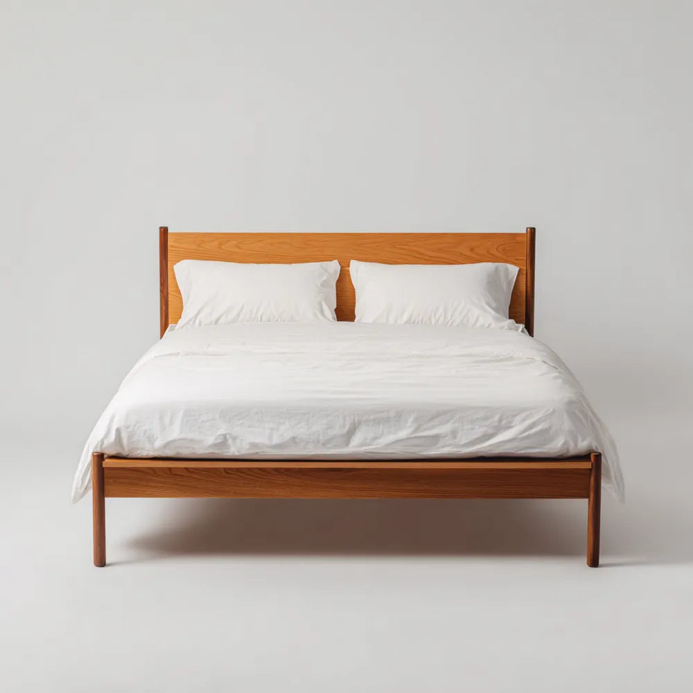 Double Bed – Solid Wood Frame 200x140x100 cm – Classic Natural Finish
