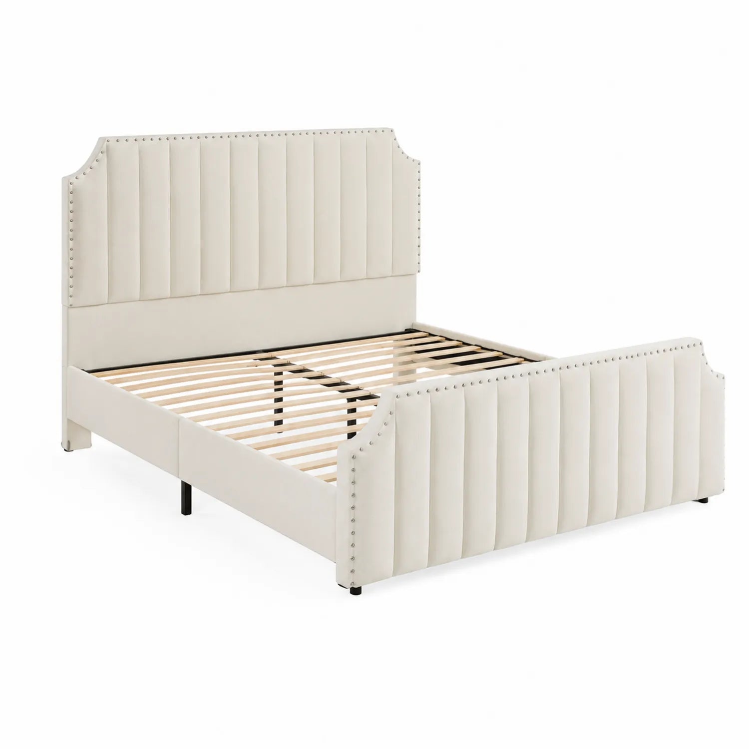 Cama de Polipiel con Cabecero y Pie de Cama
