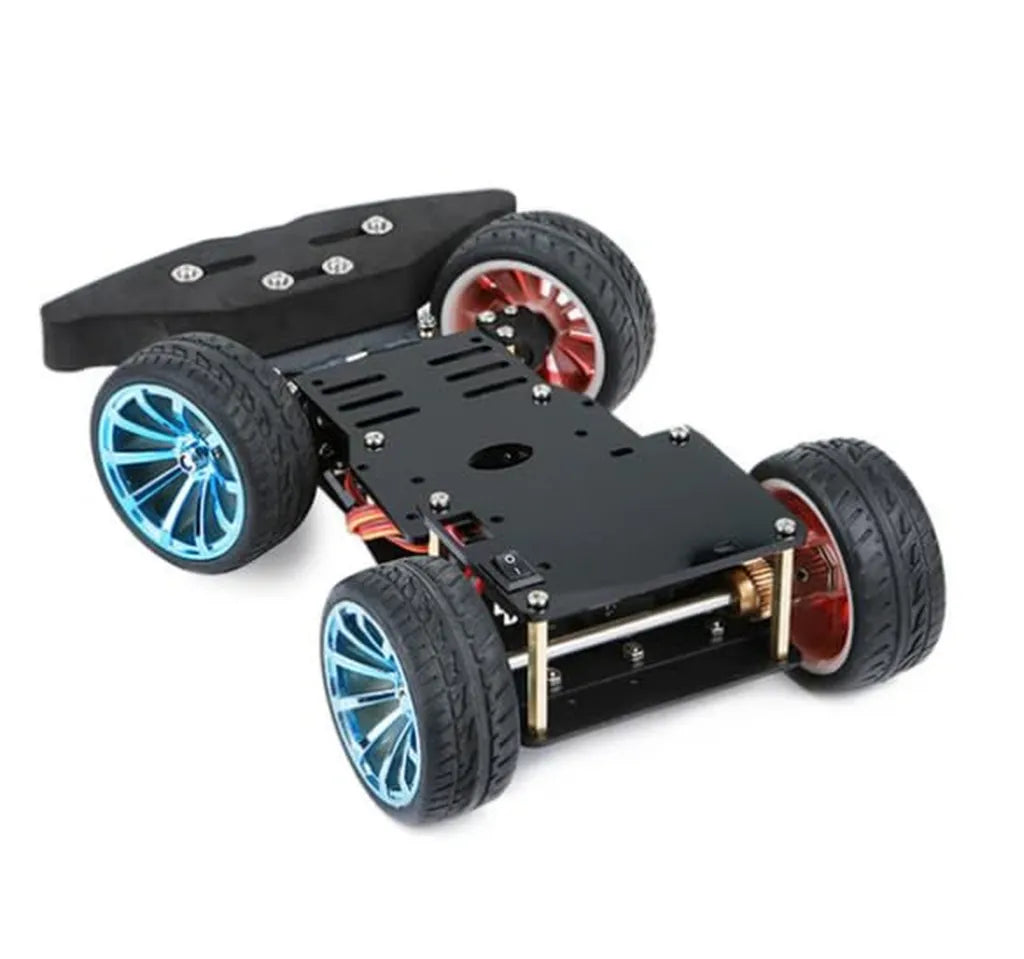 Kit de Coche Robot 4WD con Dirección Servo, Compatible con Arduino y Raspberry Pi