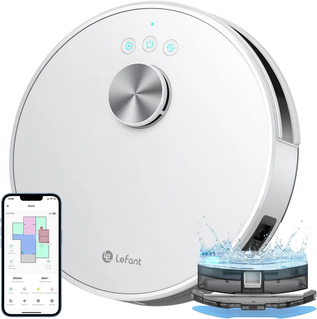 Robot Aspirador Lefant 2 en 1: Potencia 4000Pa, Navegación LiDAR, Compatible con Alexa