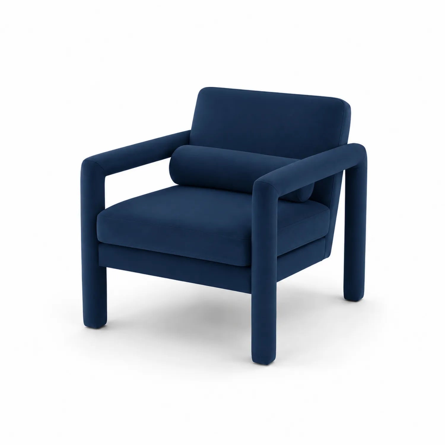 Silla de Terciopelo Azul Marino con Cojín Lumbar