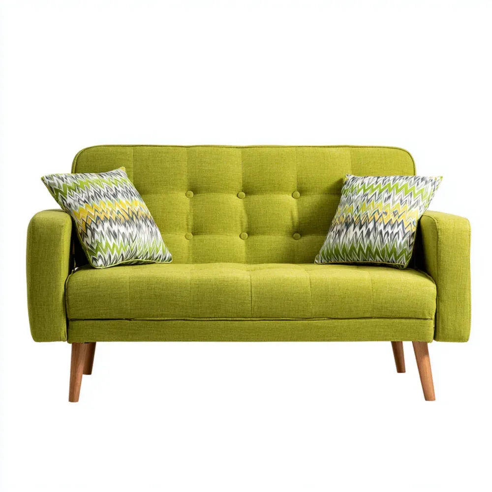 Loveseat Sofa Fabric Upholstery 57x32x34 in - Lime Green - Mid-Century Modern