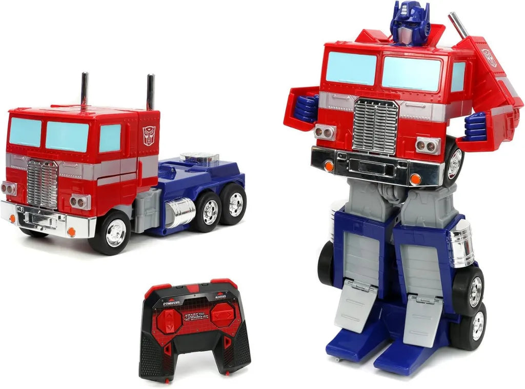 Optimus Prime Transformer RC - Coche Teledirigido G1 Original 30 cm - Modo Camión y Autobot 35 cm con Luces y Sonidos