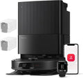 Aspiradora Robot Roborock QV 35A, Succión 8000Pa, Mopas Giratorias Elevables, Cepillos Anti-Enredos, Tecnología Reactiva, Navegación y Mapeo, Negro