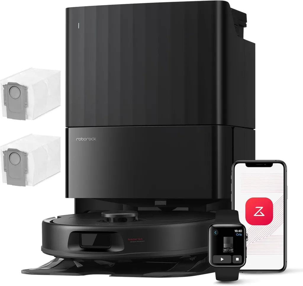 Aspiradora Robot Roborock QV 35A, Succión 8000Pa, Mopas Giratorias Elevables, Cepillos Anti-Enredos, Tecnología Reactiva, Navegación y Mapeo, Negro