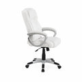 Silla de oficina de piel sintética blanca con base giratoria