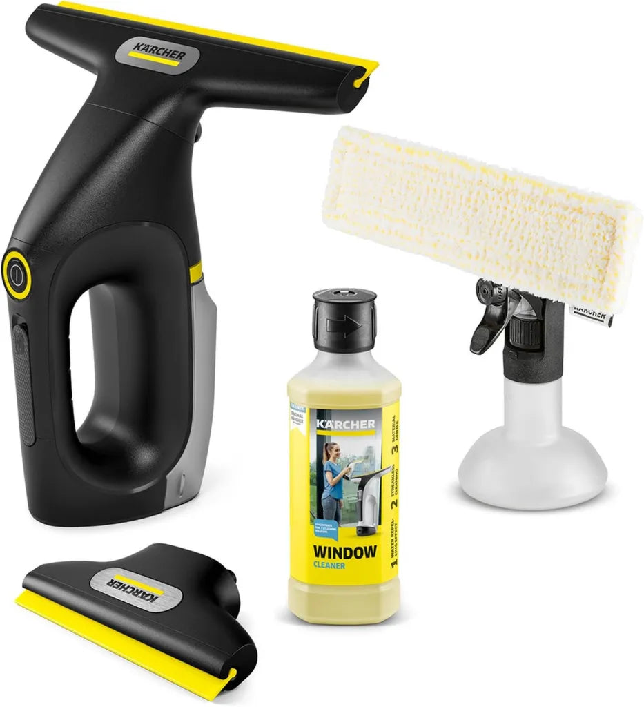 Limpiacristales a Batería KÄRCHER WV 3 Comfort Precision+ Black, 35 Min de Autonomía, Depósito 200 ml, 2 Boquillas, Botella Pulverizadora y Accesorios