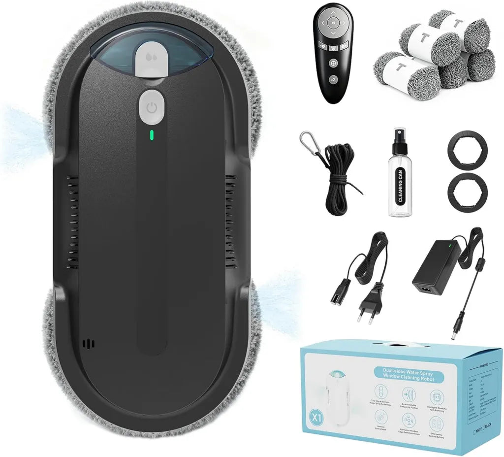 Robot Limpiacristales Automático con Sistema de Pulverización y Seguridad Avanzada