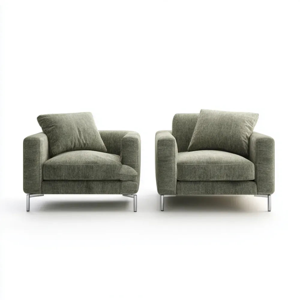 Armchair Set Fabric Upholstery 85x85x75 cm - Dark Green - Contemporary Design
